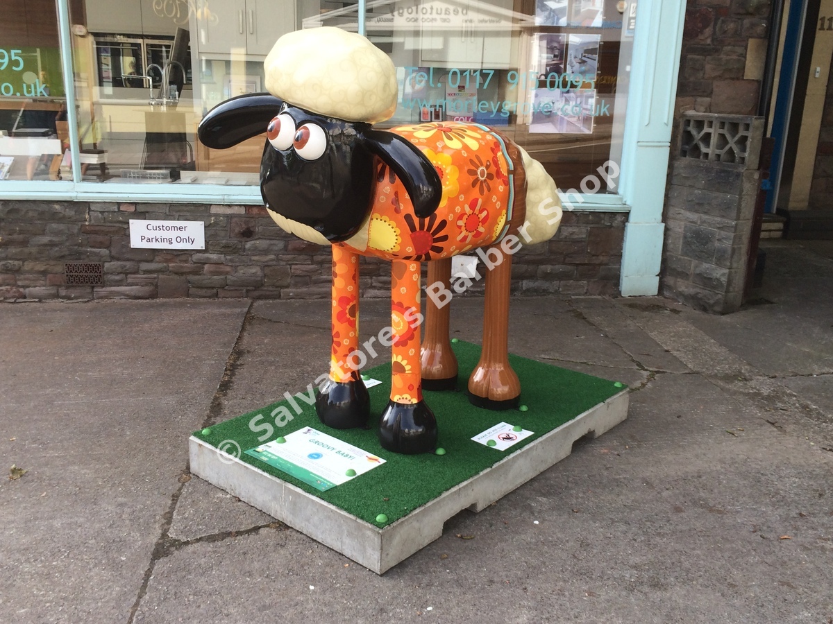 Groovy Baby! Shaun the Sheep sculpture outside Morley Grove Kitchens, Coldharbour Road